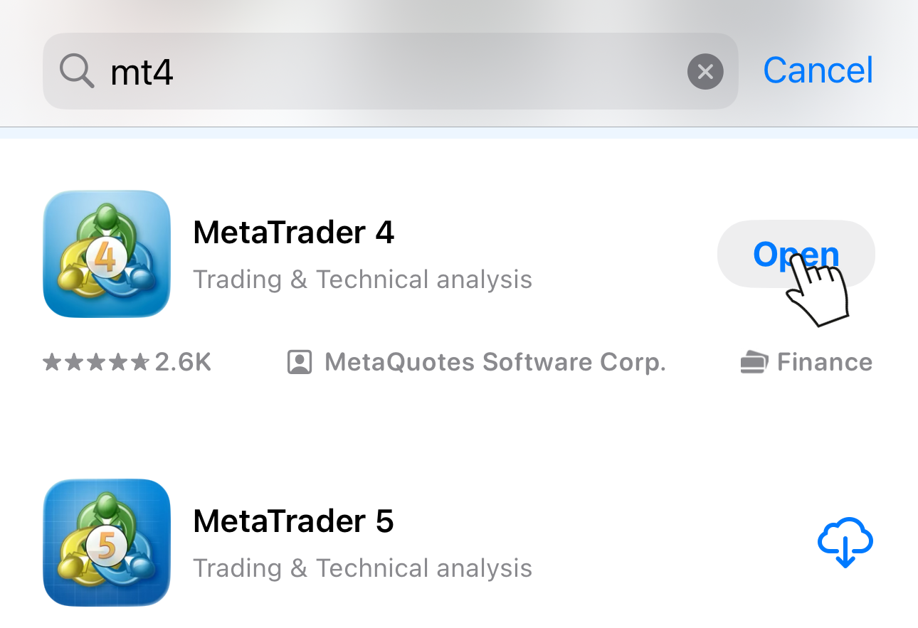 App StoreでMetaTrader4アプリを入手する画面